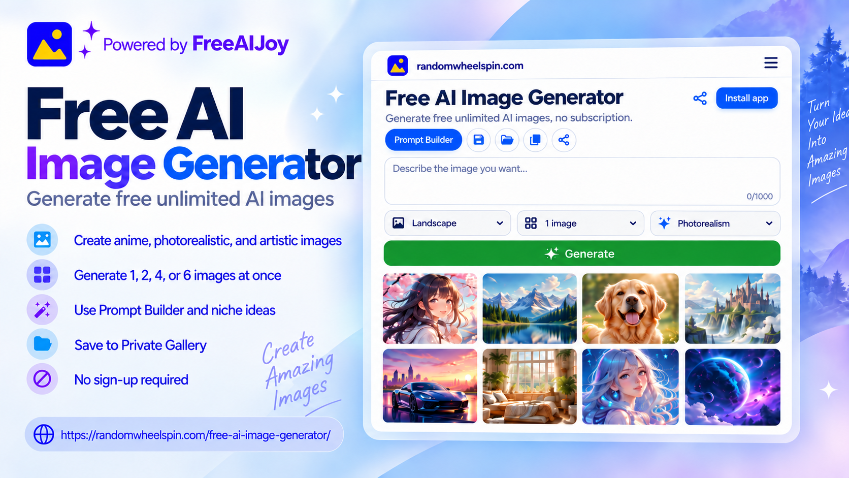 Free unlimited AI image generator | private, no sign-up