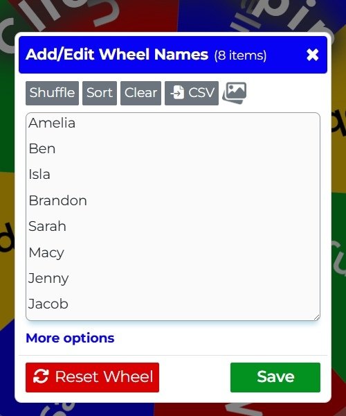 This is an image showing the Add Names popup