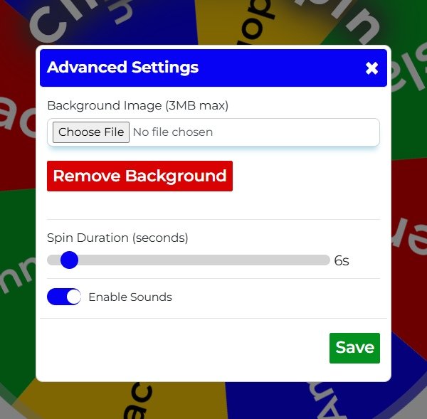 This is an image showing the Advanced menu settings