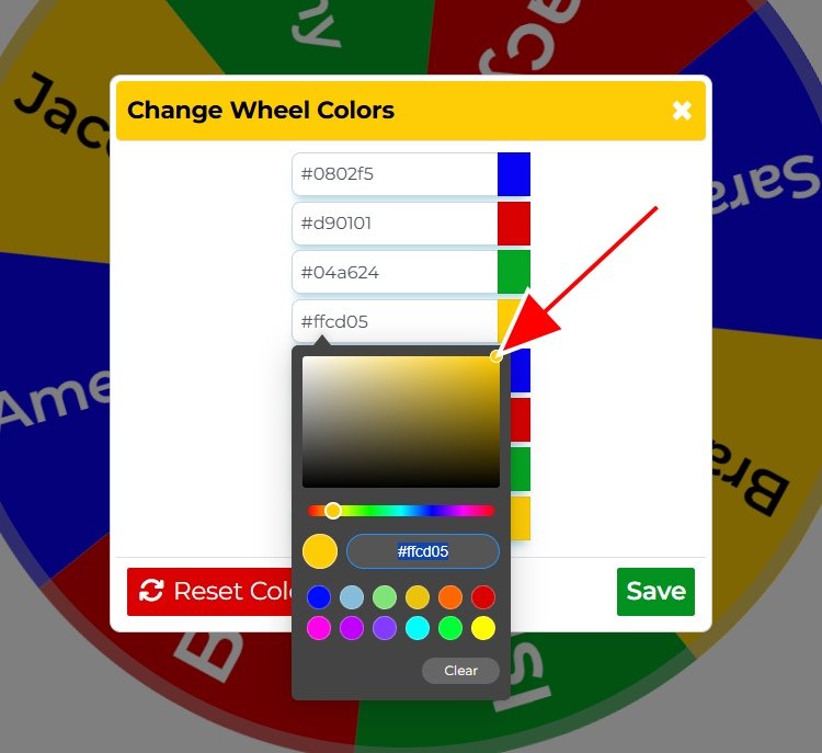 This is an image showing the color palette