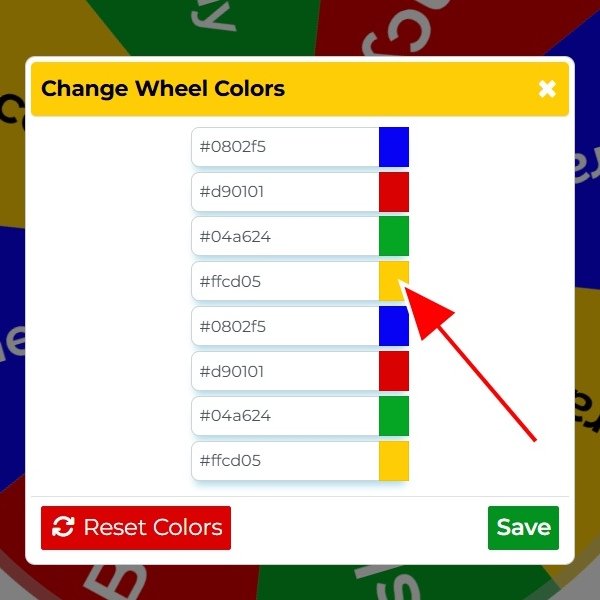This is an image showing the Change Colors popup