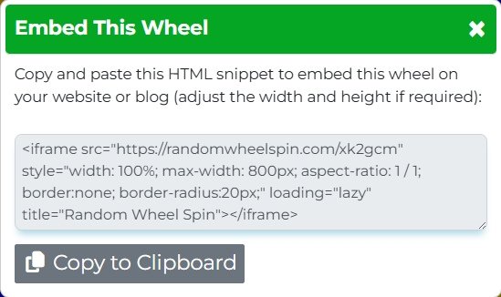 This is an image showing the Embed wheel snippet of code to copy