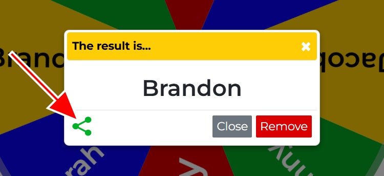 This is an image showing the location of the share link in the result popup