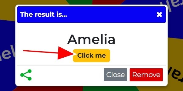 This is an image showing the selected result with the Click Me button underneath - this is how to VIEW the hidden activity or action