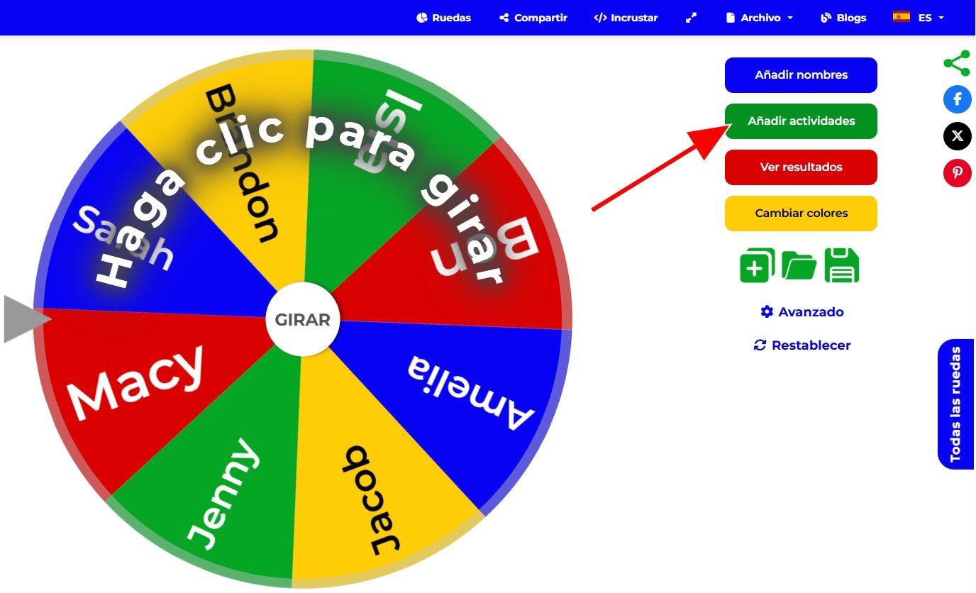 Imagen mostrando la ubicación del botón Agregar Actividades