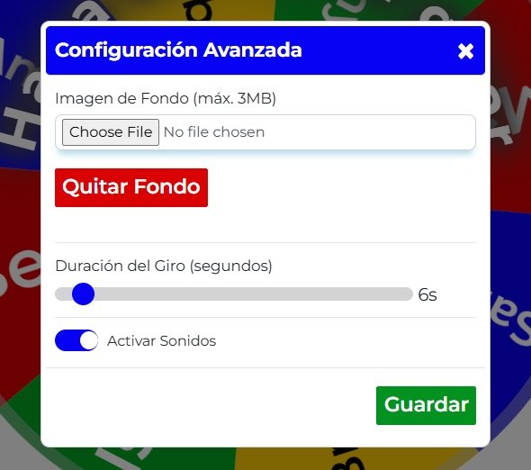 Imagen mostrando la configuración del menú Avanzado