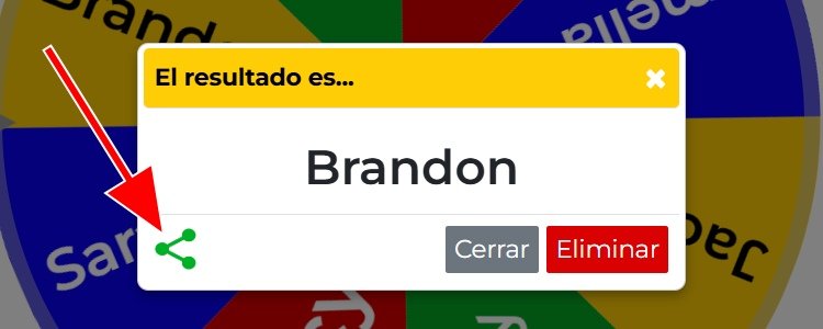 Esta es una imagen que muestra la ubicación del enlace para compartir en la ventana emergente de resultados