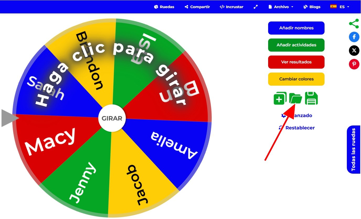 Esta es una imagen que muestra la ubicación del enlace de ruleta abierta