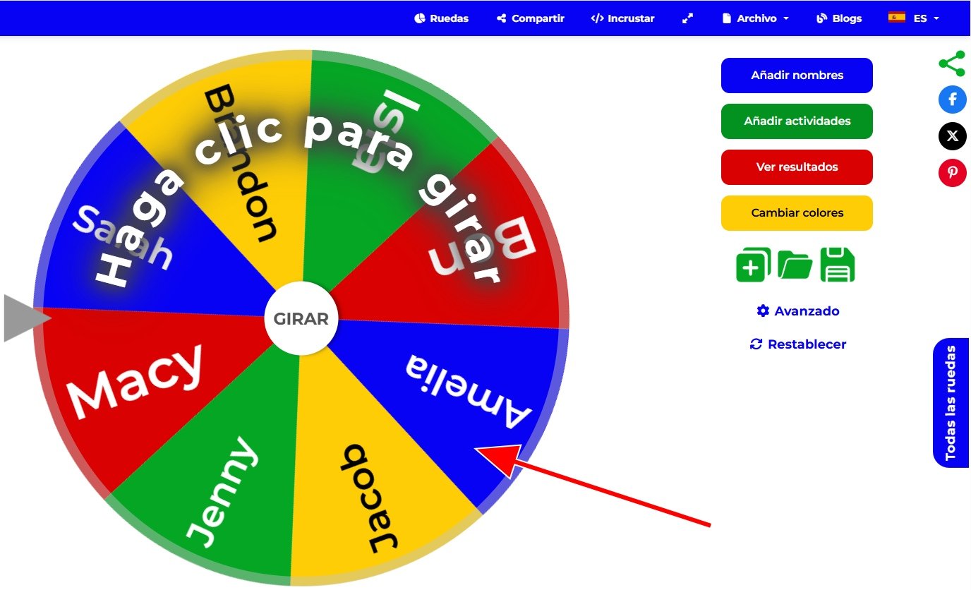 Imagen mostrando la ruleta - los usuarios solo deben hacer clic para girarla