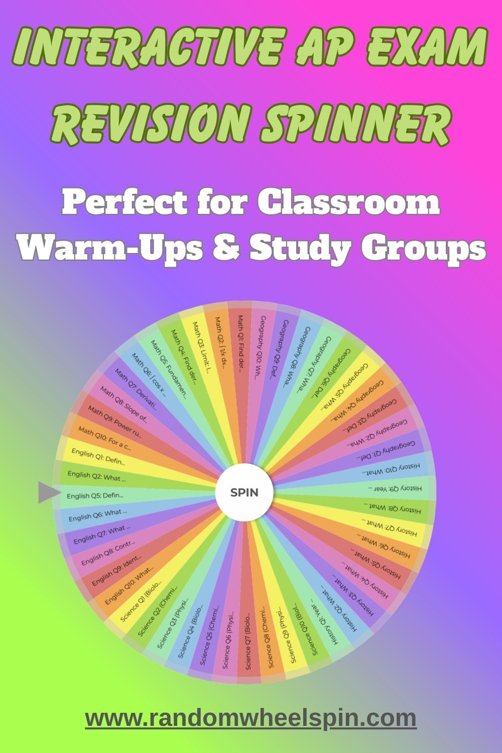AP Exam Revision Questions Wheel
