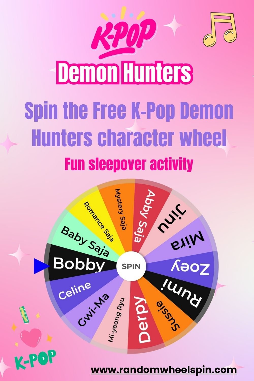 Ruleta Generadora de Personajes de K-Pop Demon Hunters