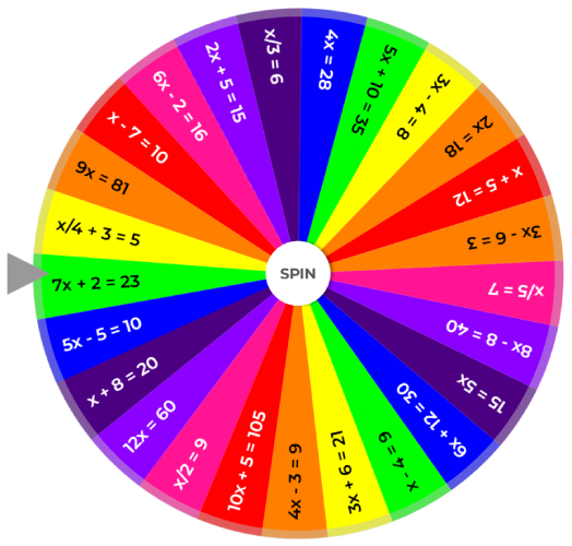 Maths Algebra Quiz Wheel