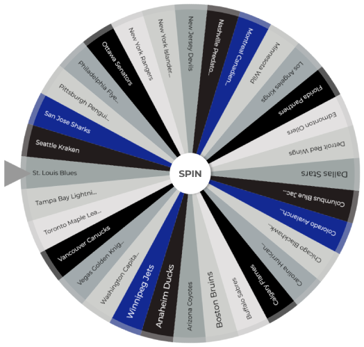 NHL Hockey Teams Picker Wheel