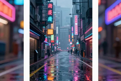 AI generated cyberpunk cities example