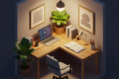 AI generated isometric rooms example