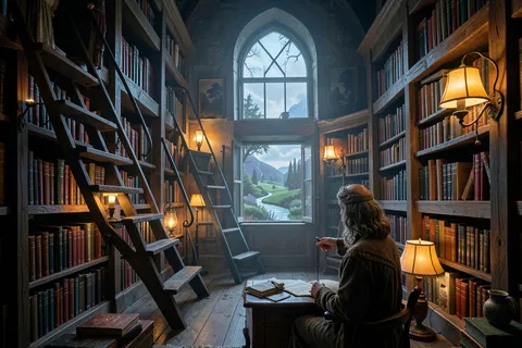 AI generated library scenes example