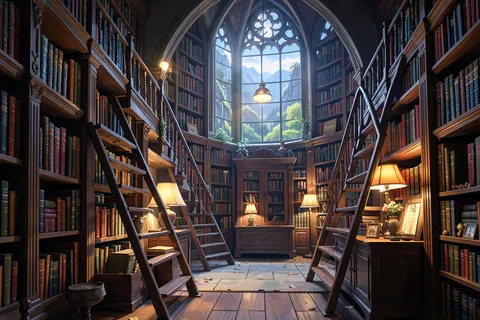 AI generated library scenes example