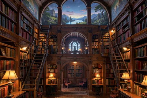 AI generated library scenes example