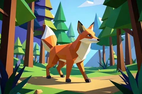 AI generated low poly art example
