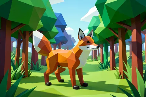 AI generated low poly art example