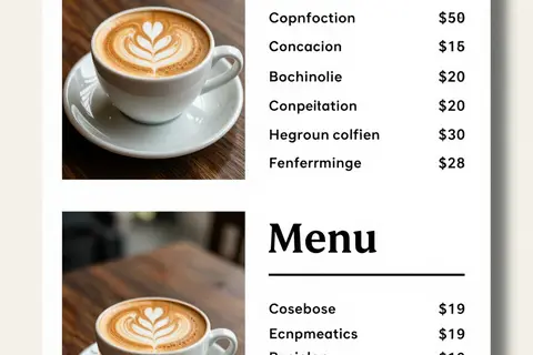 AI generated menu designs example