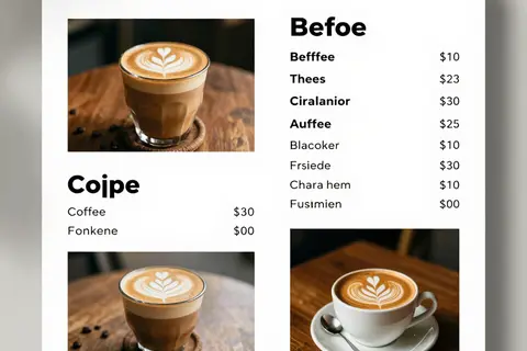 AI generated menu designs example