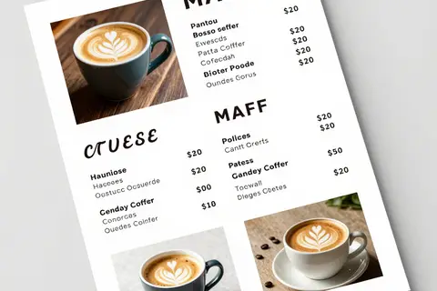 AI generated menu designs example